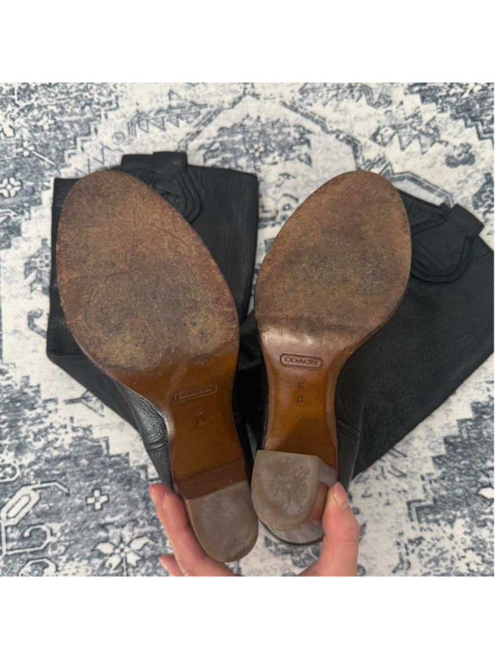 Coach Selena Black Leather Boots - Size 6 - Picture 3 of 9